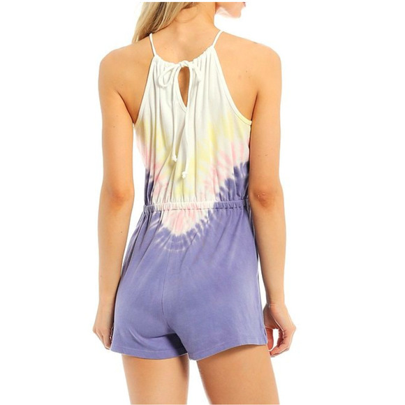 Wildfox Edelweiss Tie Dye Halter Neck Sleeveless Romper Back Keyhole Small NWT - Picture 3 of 11